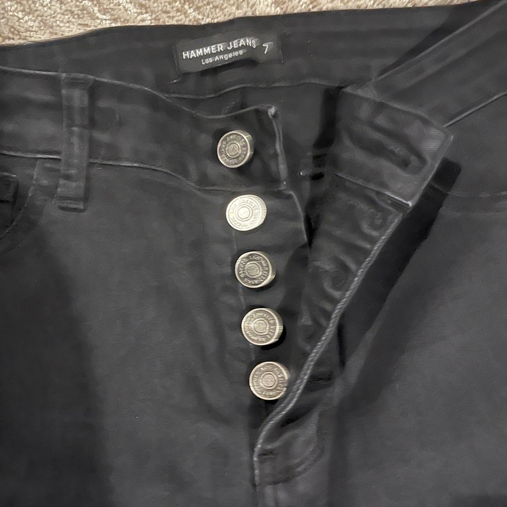 BUTTON FLY BLACK HAMMER JEANS SIZE 7 - Picture 2 of 3
